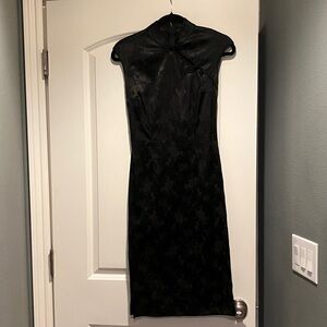 Fire Los Angeles Black Vintage Asian inspired Textured Dress